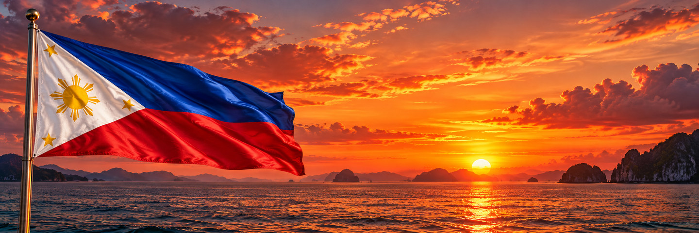 Philippinische Flagge im Wind